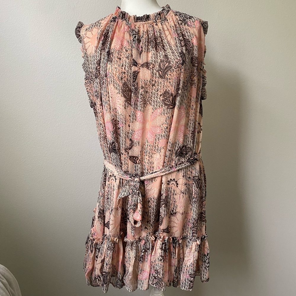 Monkee’s of Winter Park Floral Chiffon Ruffle Sleeveless Tie Dress